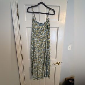 Amuse Society Blue Floral Slip Dress with Yellow and White Blooms
